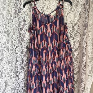 Blue/Coral Forever21 Plus Size Skater Dress